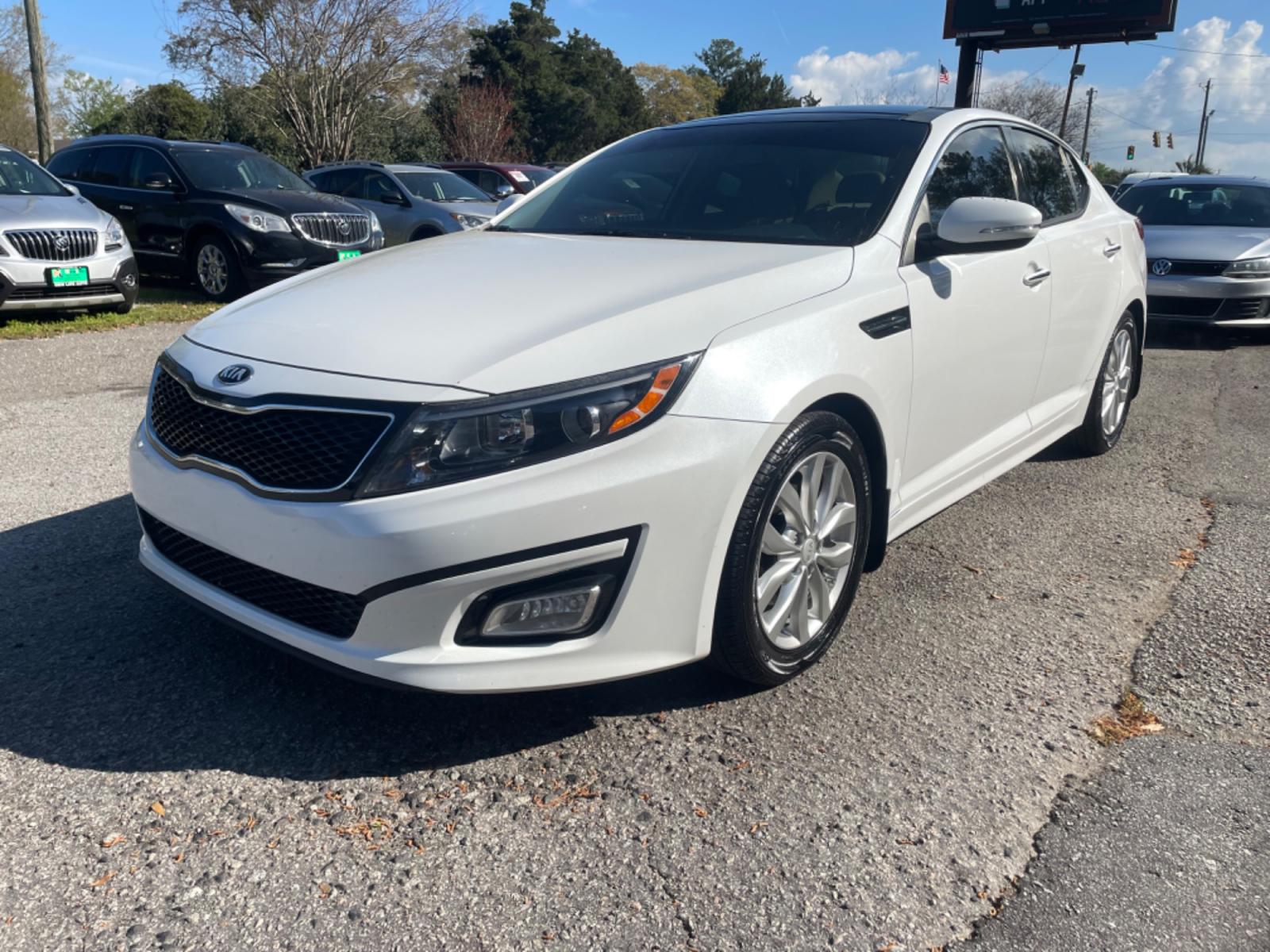 2015 WHITE KIA OPTIMA EX (5XXGN4A79FG) with an 2.4L engine, Automatic transmission, located at 5103 Dorchester Rd., Charleston, SC, 29418-5607, (843) 767-1122, 36.245171, -115.228050 - Clean all around with Leather, Double Sunroof, CD/AUX/Sat/Bluetooth, Handsfree Phone, Backup Camera, Power Everything (windows, locks, seats, mirrros), Heated/Cooled/Memory Seating, Heated Steering Wheel, Dual Climate Control, Push Button Start, Keyless Entry, Alloy Wheels. Local Trade-in!! Only 109 - Photo #2